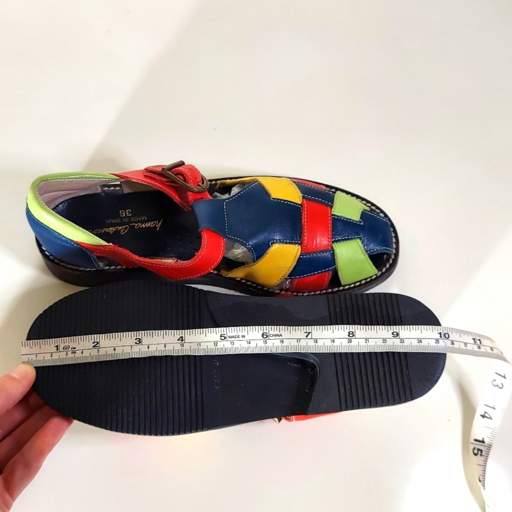 Hanna Anderson Multicolor Leather Ankle Strap Fisherman Sandals Women's Size 36 - Picture 12 of 16